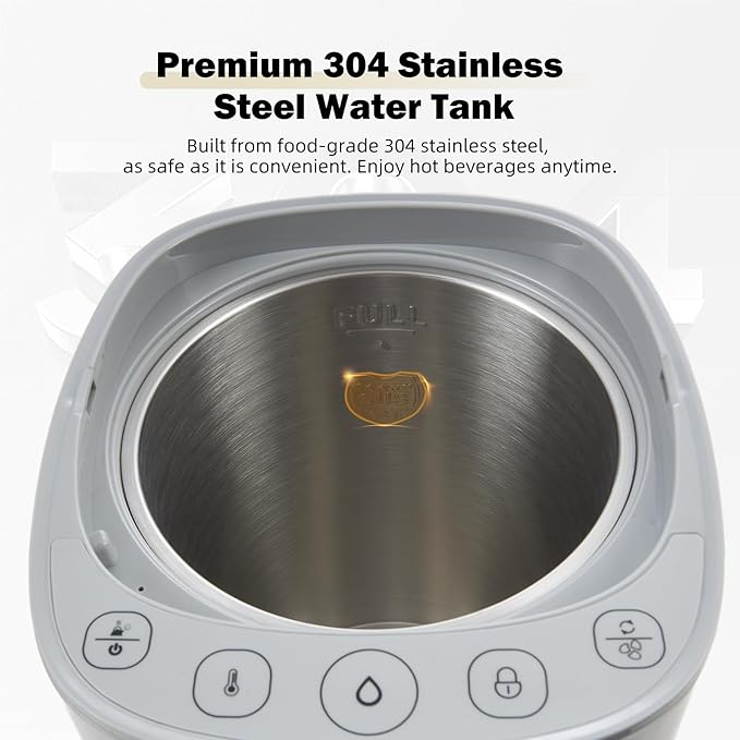 OCTAVO Water Boiler & Warmer 5 Liter, 304 Stainless Steel Water Tank, 700 Watt 6 Adjustable Water Temperature, LCD Touch Control Screen, Child Lock with Water Shortage Indicator