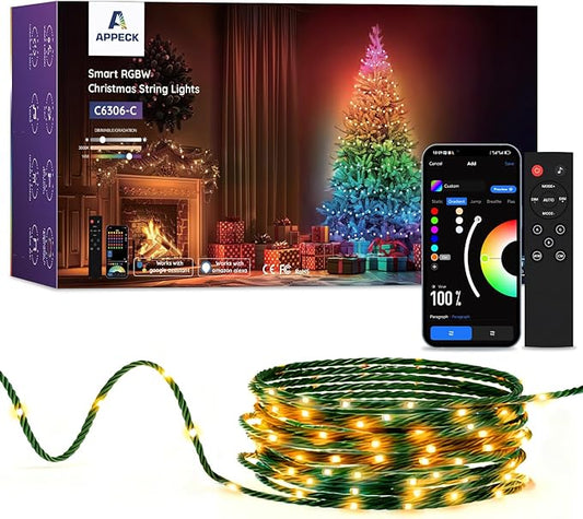 APPECK Christmas String Lights,134 FT 400 LED Outdoor String Lights, 111 Scene Modes Smart RGBW Color Changing Fairy Lights with App Controlled, Decorations String Light for Indoor, Outdoor Tree Decor
