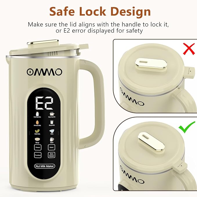 OMMO 10 in 1 Nut Milk Maker Machine Blender, 35oz Soy Milk Maker with Large Screen/10 Blades for Hot/Cold Almond Oat Soybean Milk Maker, 12 Hours Timer/Self-Cleaning, Includes Recipe Book-Accessories