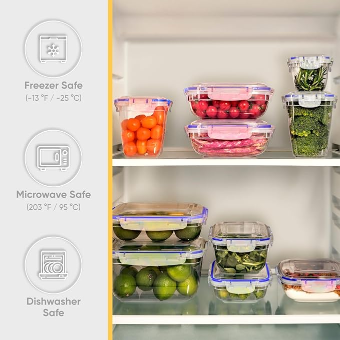 Superio Airtight Food Storage Container with Leakproof Lid, 14 Cups, 112 Oz- BPA Free Sealed Container for Kitchen, Pantry, Fridge, Clear, Deep
