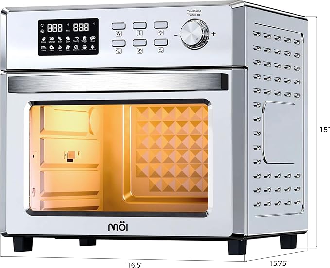 MOI 1700W Air Fryer Toaster Oven - Convection Toaster Oven Air Fryer Combo with 12 Presets - Countertop Ovens for Baking & Frying with Digital Display, Dual Heating, Rotisserie & Dehydrate Function