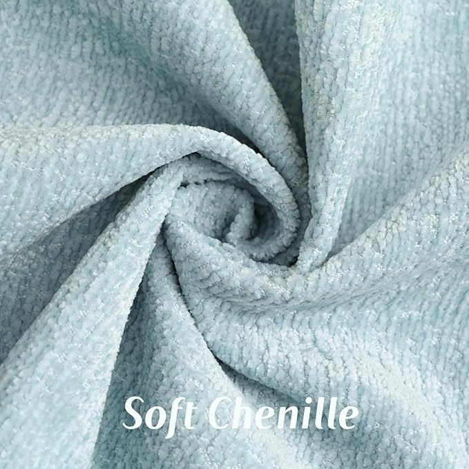 FUTEI Light Blue Chenille Throw Pillow Covers 16x16 Inch Set of 2,Soft Cozy Bound Edge Design Cushion Case,Home Decor for Couch Bed Living Room