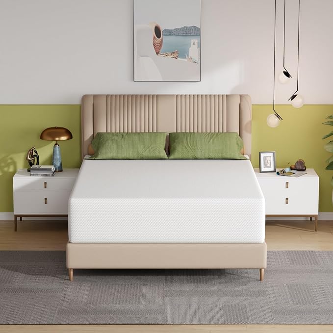 PayLessHere 14 Inch Queen Mattress Base Foam Mattress,Removable Soft Cover,Bunk Bed, Trundle, Daybed,White，Fiberglass Free