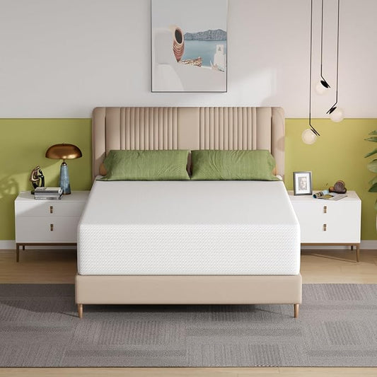 PayLessHere 14 Inch Queen Mattress Base Foam Mattress,Removable Soft Cover,Bunk Bed, Trundle, Daybed,White，Fiberglass Free