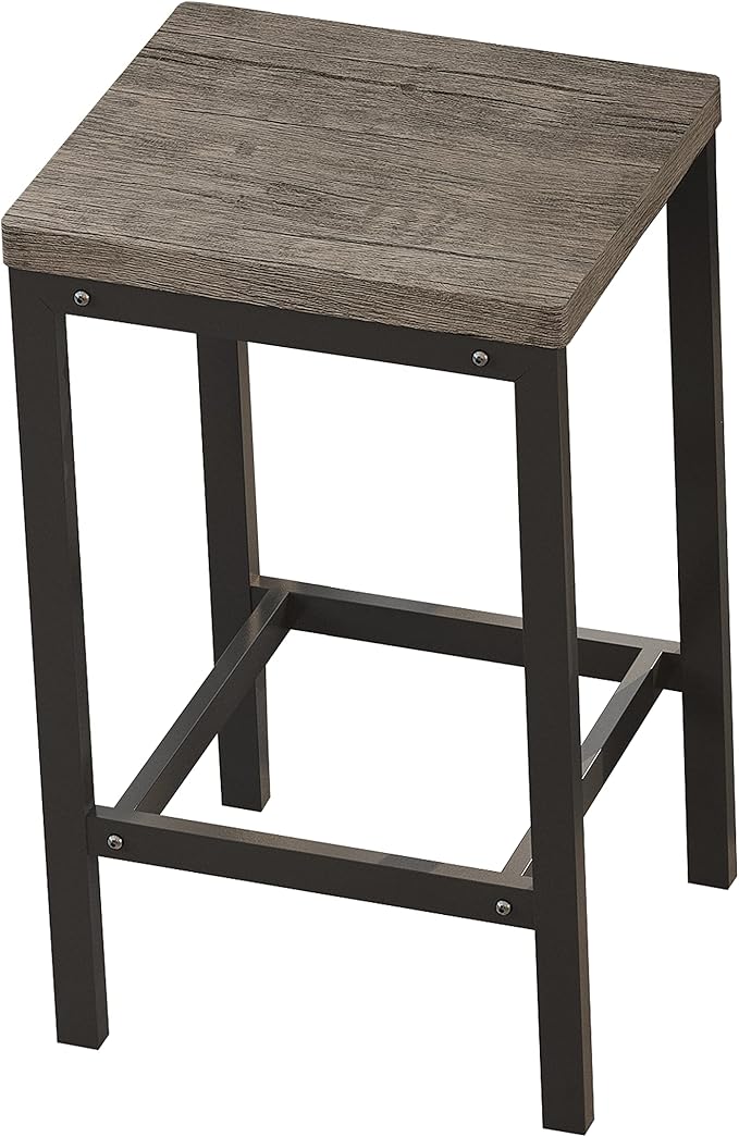 Harper & Bright Designs 4-Piece Dining Table Set, 60.2" L Solid Wood Dining Table with 3 Stools and Metal Frame for Kitchen Dining Room, Grey Brown