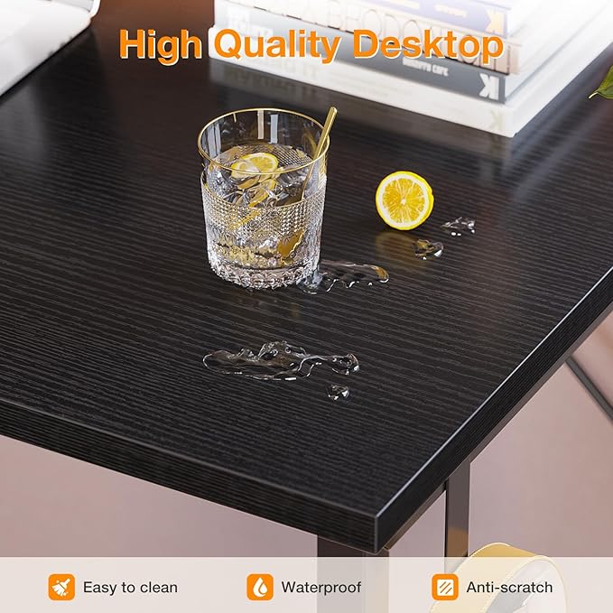 ODK Computer Desk Large Office Desk, 55 Inch Gaming Desk with Storage, Modern PC Desk Work Table with Headphone Hook for Home Office, Black