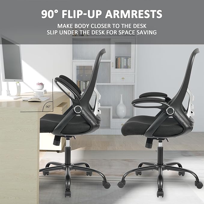 HYLONE Office Chair Ergonomic Desk Chair with Adjustable Armrests, Mesh Executive Chair, Home Office Computer Chairs for Long Hours(Black)