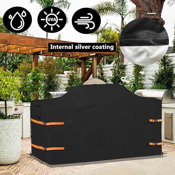 98 in Island Grill Cover,98 Inch Island BBQ Grill Head Cover,Heavy Duty Waterproof Suitable for Outdoor Island Grill BBQ Black