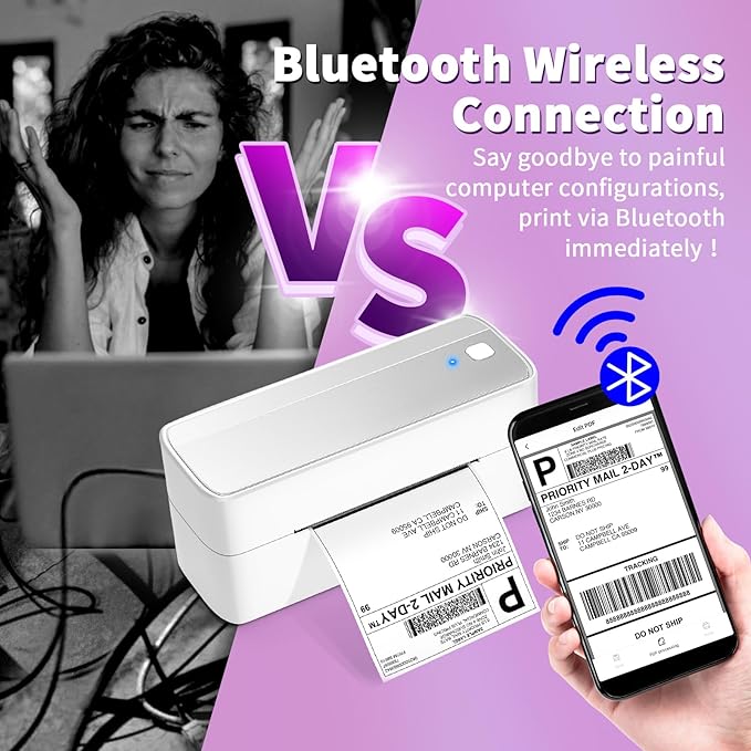 ASprink Bluetooth Shipping Label Printer - 241BT Label Printers for Shipping Packages - 4x6 Shipping Label Printer Wireless Label Makers, Compatible with USPS, Shopify, Amazon, Ebay