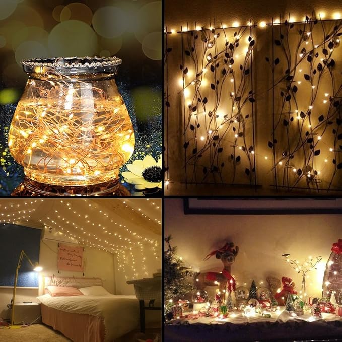 Decute 164FT 500LED Christmas Fairy String Lights Dimmable with Remote Control Copper Wire Starry Lights with UL Cerficated Decorative for Party Wedding Bedroom Christmas Tree Warm White
