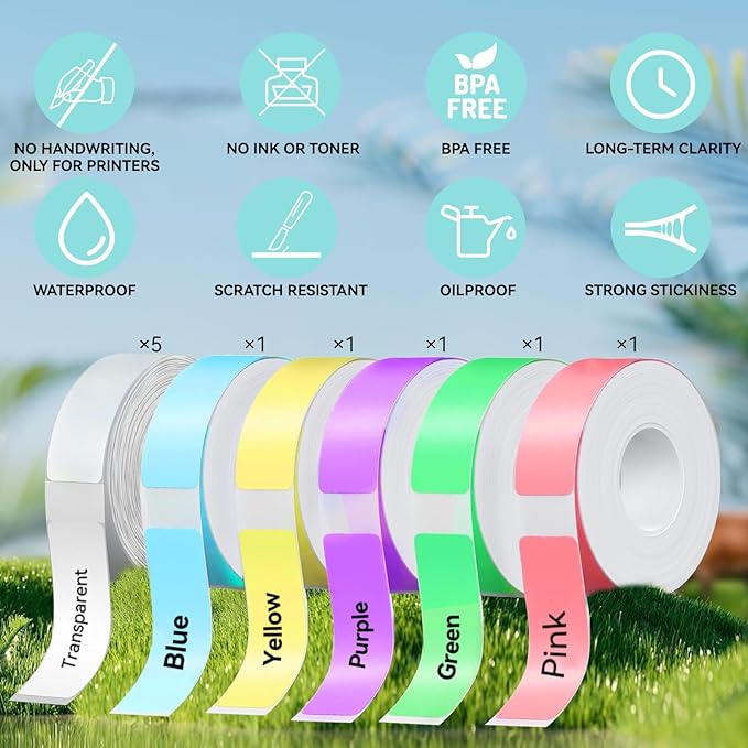 Label Maker Tape Refill 15mm 0.47 Standard Laminated Thermal Label Tape Replacement 0.59"×1.57"(15×40mm), 1650 Labels/10Rolls/Pack, High Definition Labeling Tape for Home Office School Hotel