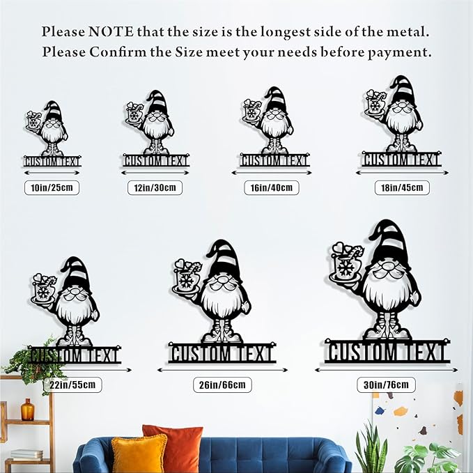 Personalized Christmas Theme Metal Sign, Custom Name Santa Claus Sign Wall Decor, Merry Christmas Tree Signs Outdoor Wall Decoration for Home Living Room, Bedroom, Office, Garden, Porch