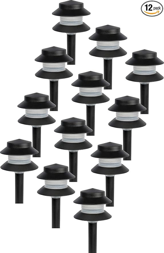 Paradise GL22627 Low Voltage Plastic 4W Path Light (Black, 12 Pack)
