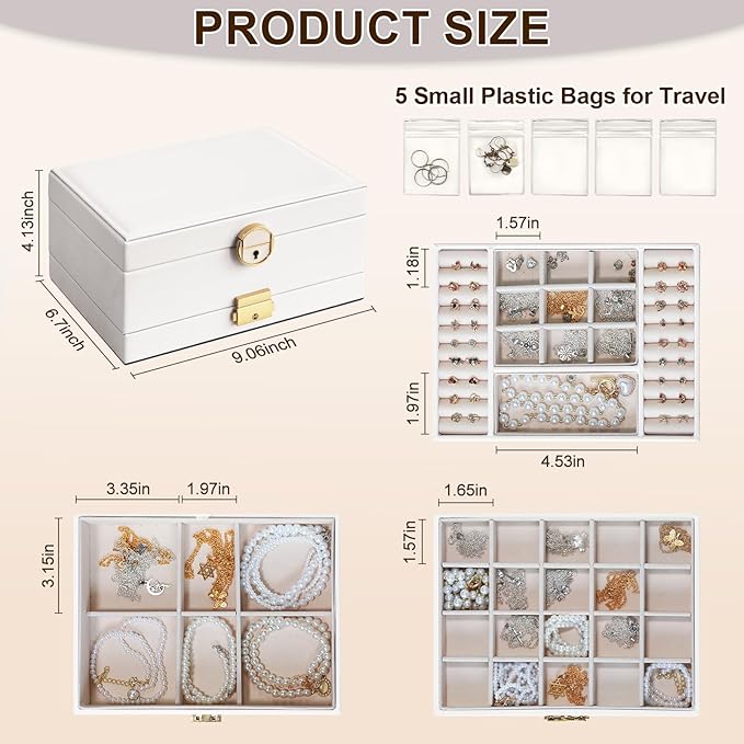 Yoobao Jewelry Organizer Box for Women, 3 Layer Large Jewelry Case with Removable Tray for Earrings Necklaces Rings Bracelets, Double Lock, Ideal Present for Christmas Valentine Mother's Day