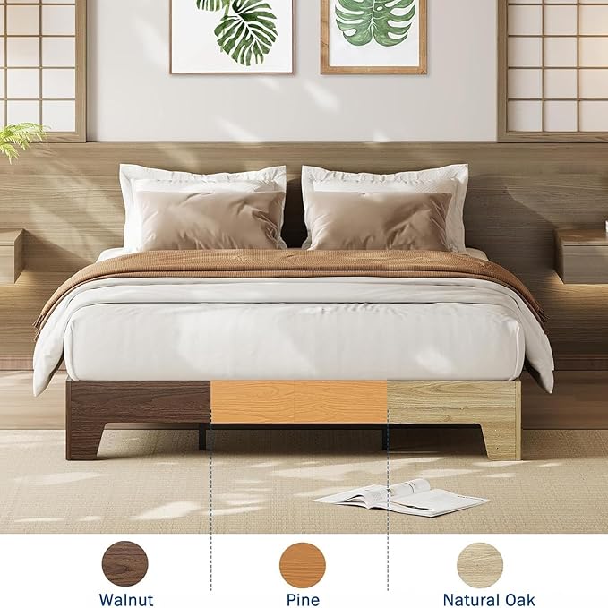 Garvee Wood Platform Bed Frame, Twin XL Bed Frame, Wood Slat Support, No Box Spring Needed, Easy Assembly, Noise-Free Design, Underbed Space for Storage