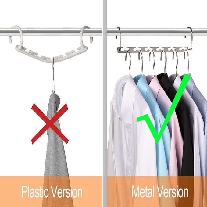 GEFTOL Space Saving Hangers Metal Hanger Magic Cascading Hanger Closet Clothes Organizer(8 Pack)