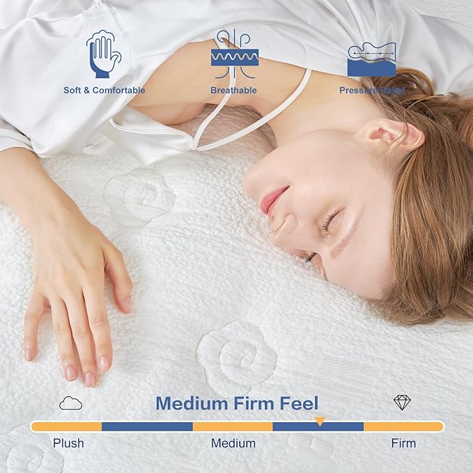 12 Inch Black Full Spring Mattress,Medium Firm with Gel Memory Foam,Individually Pocketed Coil,Fiberglass-Free Fire Retardant CertiPUR-US Certified,75"*54"*12"