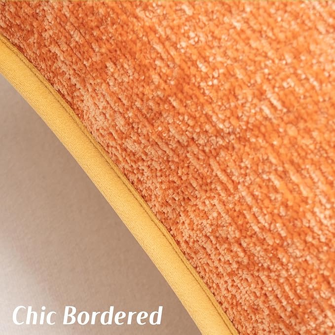 FUTEI Orange Chenille Throw Pillow Covers 16x16 Inch Set of 2,Soft Cozy Bound Edge Design Cushion Case,Home Decor for Couch Bed Living Room