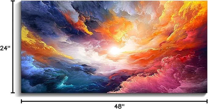 Pogusmavi Colorful Wall Art | Abstract Canvas Art | Pictures for Living Room Wall Decoration | Contemporary Home & Office Decor | Colorful Large Wall Art | Bedroom Decor Aesthetic 24×48in