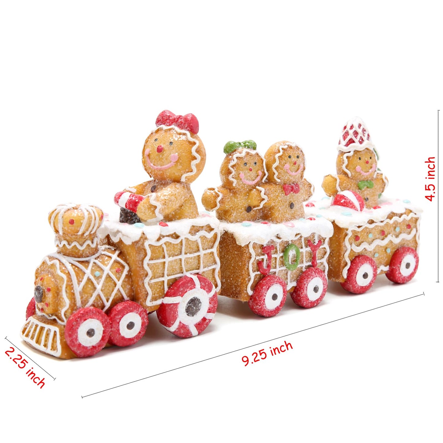 Hodao 9.25” Length Christmas Gingerbread Man Train Decorations Xmas Train Figurines Winter Decor Handmade Polyresin Gingerbread Man Figurines for Xmas Decor Gift - Christmas Party Home Decor