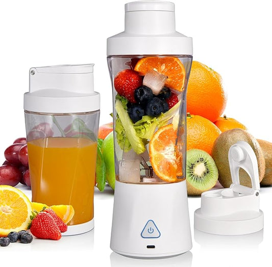 Personal Blender Wireless 24oz Cordless Mini 360 Watt Portable Blender-for Smoothies Freshly Squeezed Juices 6000mAh Self Cleaning and BPA Free Portable Juicer with 6 Sharp Blade Pearl White