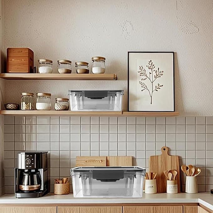 Eclirgan Food Containers with Lids/Lock,Rectangle Food Container Set with Leakproof/BPA Free,Clear Freezer Storage Set for Lunch/pantry/Travel/Deli Food(16/33/67 OZ)