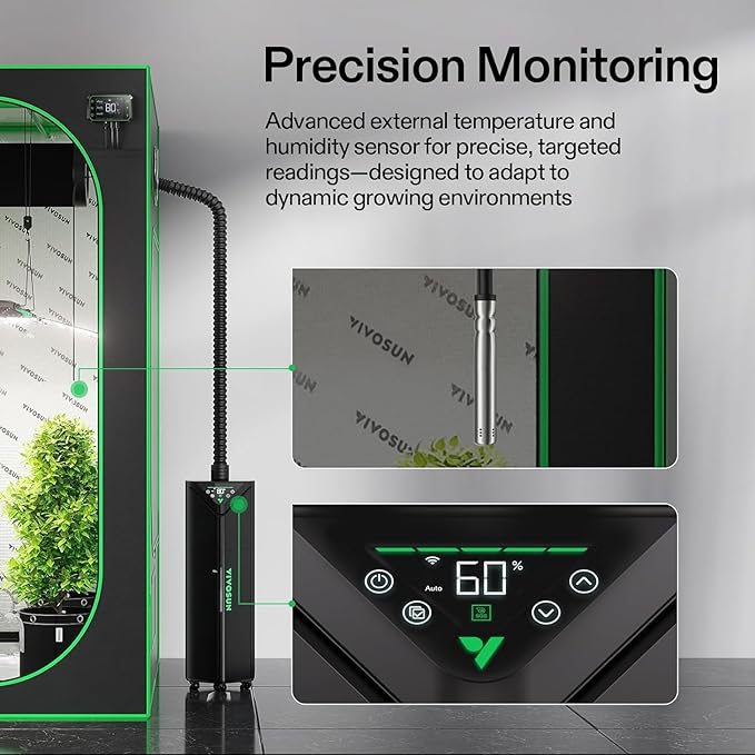 VIVOSUN AeroStream H19 Intelligent Environmental 19L Humidifier with Temp & Humidity Probe, Top Control Panel, Smart Remote Control, Designed Specifically for Use with Grow Tents