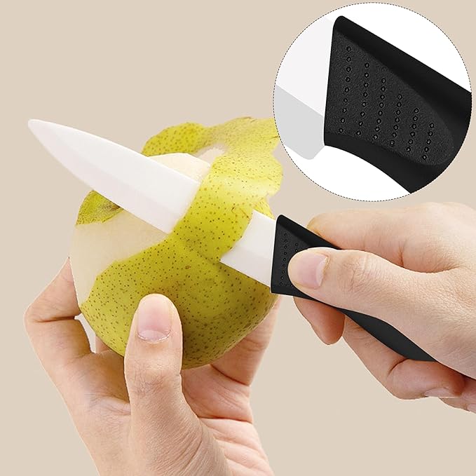 Ceramic Knife Set with Sheaths - Super Sharp Rust Proof Stain Resistant Ceramic Knives Set - Includes 5-inch Utility Knife, 4-inch Fruit Knife, 3-inch Paring Knife