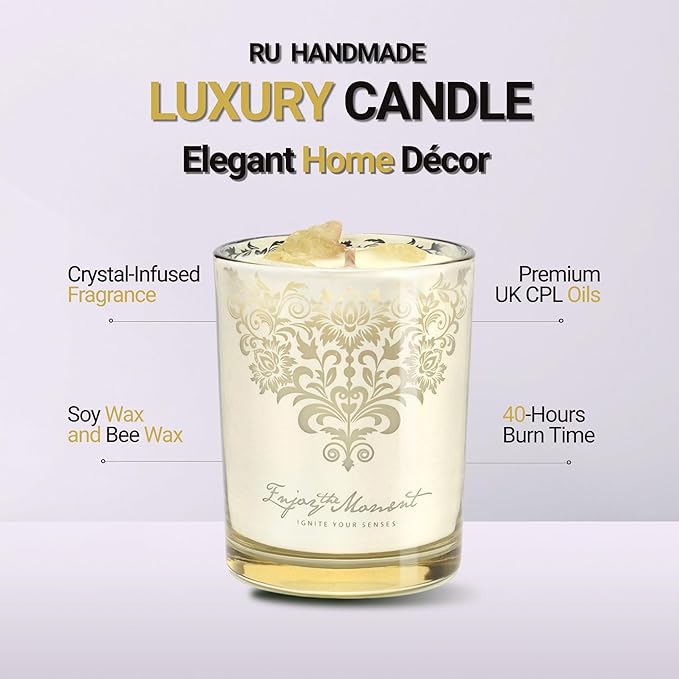 Scented Candle Gift Set – 3 Pack Luxury Crystal Candles with Lid & Wick Trimmer, Soy & Beeswax with CPL Oils | Relaxation, Meditation, Self-Care Gift for Women, Home Décor