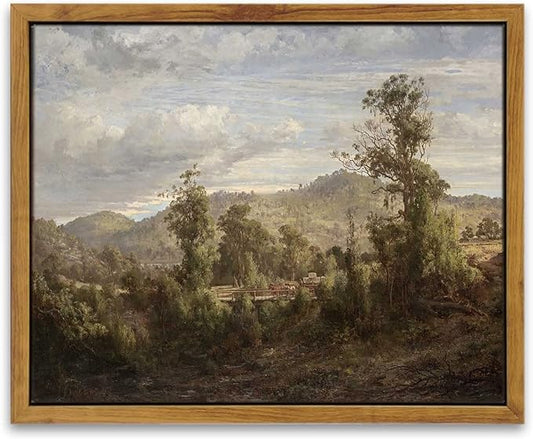 InSimSea Framed Canvas Wall Art Vintage Decor, Home Decor Vintage Landscape Oil Painting Canvas Wall Art Decorations for Living Room Kitchen Office Farmhouse Bathroom Decor, 8"x10"