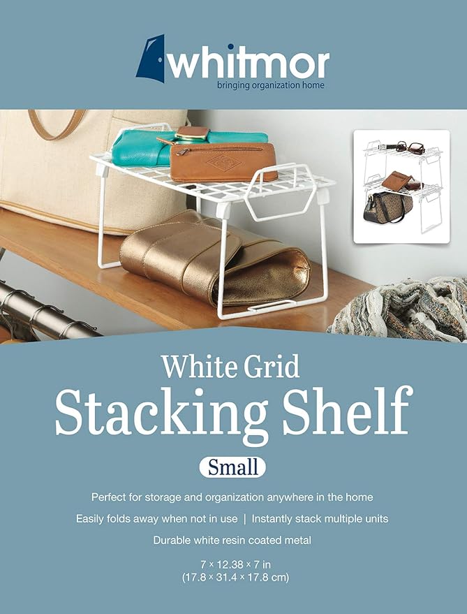 Whitmor Wire Grid Stacking Shelf Small, White