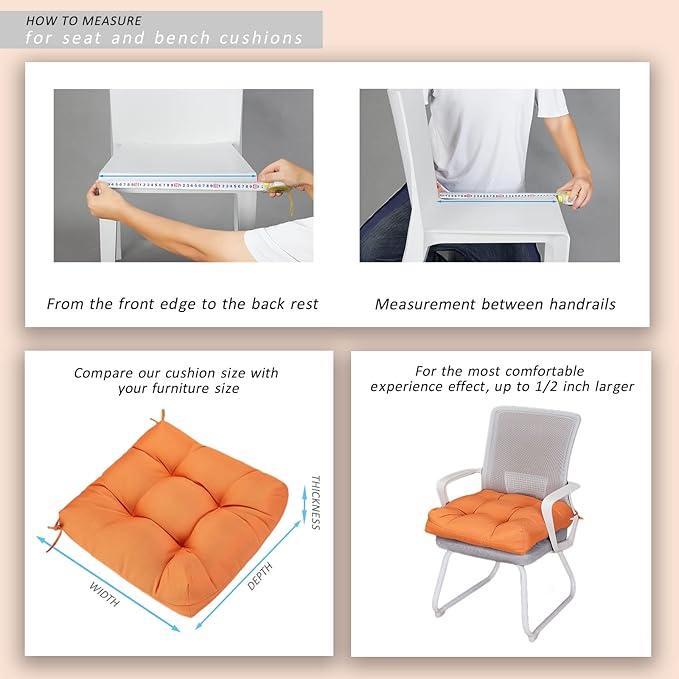 JMGBird Outdoor Chair Cushions, Pack of 2 Patio Seat/Back Cushions 19" x 19" with Ties for Patio Furniture Chairs Home Garden Decoration