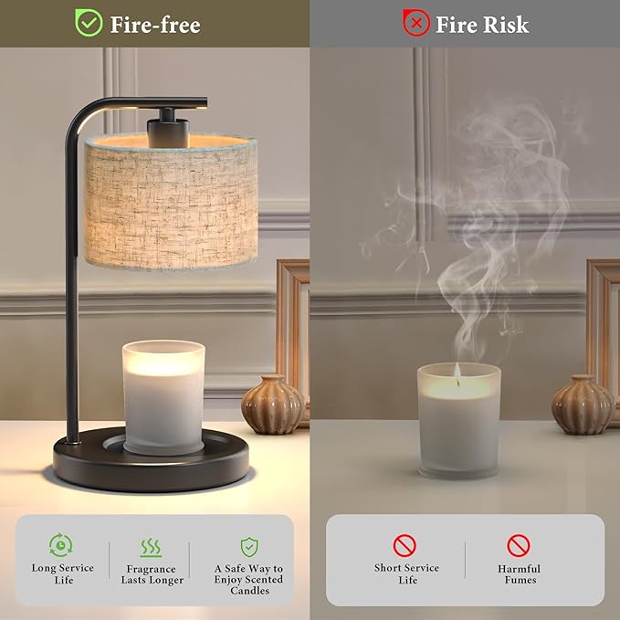 Black Candle Warmer Lamp with Timer Dimmer, Electric Candle Warmer Wax Heater, Birthday Gifts for Women Her Mom, House Warming Gifts New Home