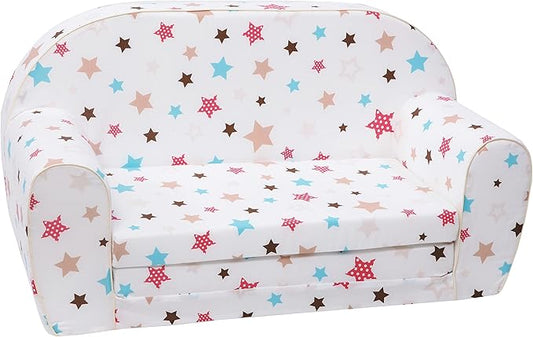 Delsit Kids Couch for Toddlers - 2 in 1 Convertible Foam Sofa to Lounger, Comfy Flip Out Lounge Chair for Children, Made in Europe