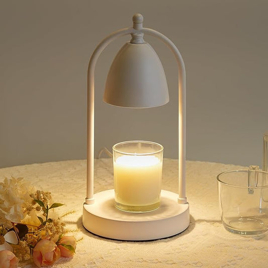 Candle Warmer Lamp with Timer, Electric Candle Warmer Lamp for Jar Candles, Candle Lamp Warmer with 2 Halogen Bulbs (White)