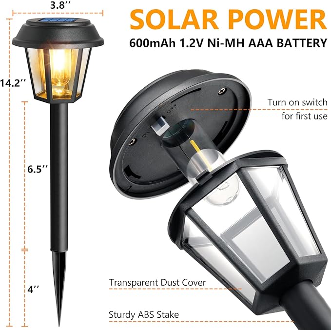 Solar Pathway Lights Outdoor 12 Pack Solar Lights Outdoor Waterproof 3000K Warm White Tungsten Filament Bulb for Yard Garden Landscape Path Driveway Lawn
