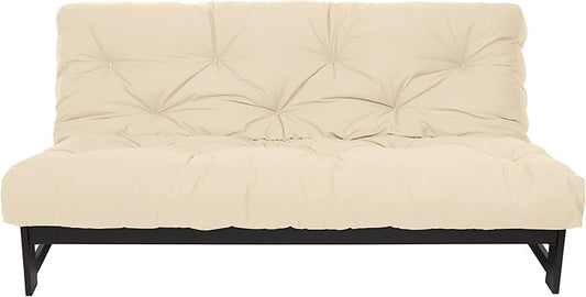 Mozaic Full Size 8-Inch Cotton Twill Gel Dual Memory Foam Futon Mattress, Ivory