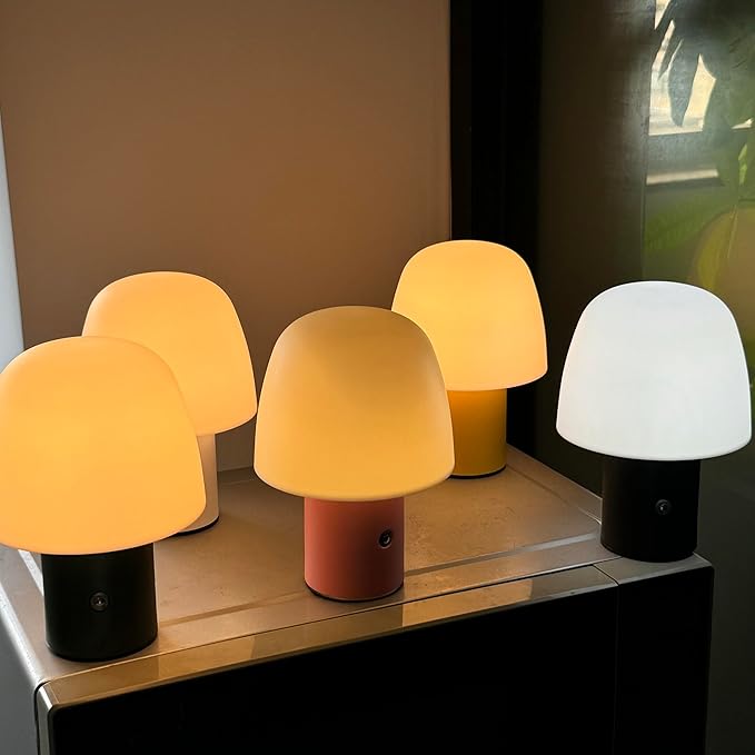 Portable LED Table Lamp, Cordless Desk Lamp Rechargeable, 3-Color Touch Stepless Dimming Night Light for Bedroom/Children's Room/Terrace/Dining Room/Cafe (Pink)