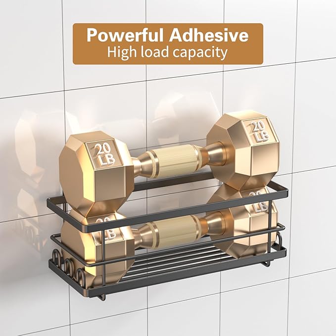 Shower Caddy, 3 Pack Large Capacity Bathroom Organizers and Storage, No Drilling Adhesive Rustproof Shelves with Soap Holder, Home Decor, Black