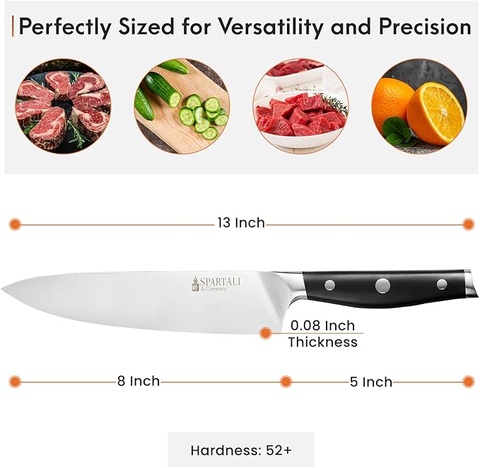 3-Piece Kitchen Knife Set – Includes 8” Chef Knife, 7” Nakiri, 3.5” Paring – High Carbon German Stainless Steel Blades, Ergonomic Handle – Versatile Knife Trio for Chopping, Dicing, and Slicing