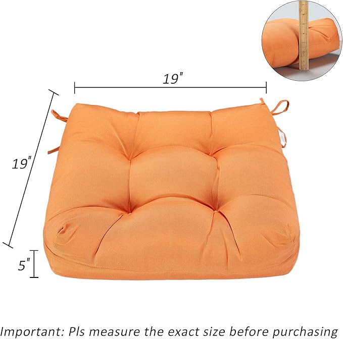 JMGBird Outdoor Chair Cushions, Pack of 2 Patio Seat/Back Cushions 19" x 19" with Ties for Patio Furniture Chairs Home Garden Decoration
