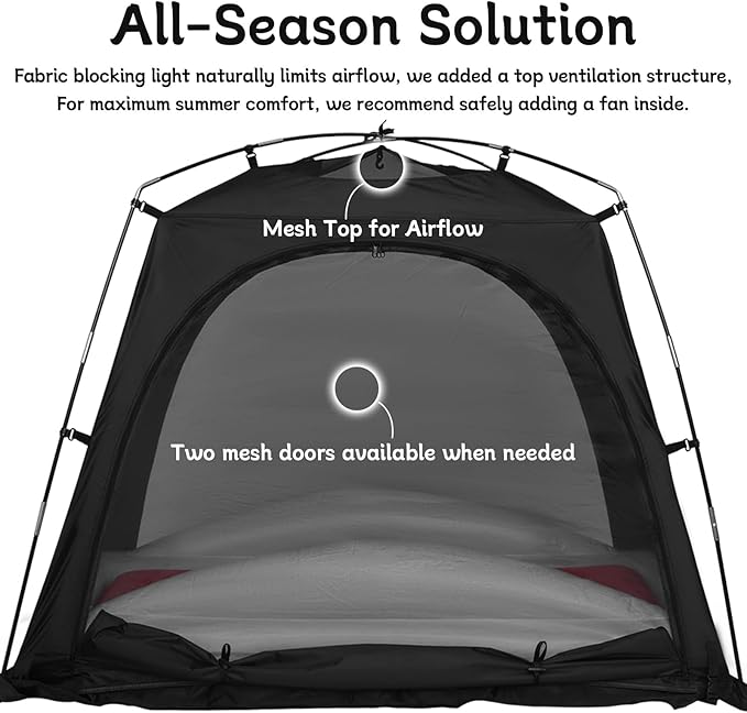 Sleep Pod for Kids, Babies & Toddlers, fits Pack N Play, Mini Crib, Kids Air Bed & Cot, Blackout Tent with Fan Pouch & Monitor Pouch, Portable & Easy Setup, Great for Travel & Room Sharing