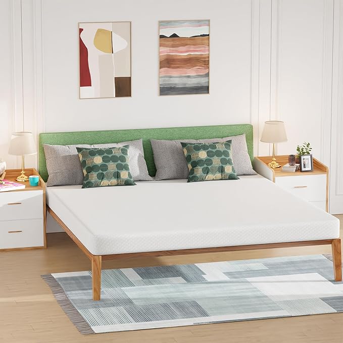 PayLessHere 6 Inch Gel Memory Foam Mattress Medium Firm Mattresses CertiPUR-US Certified Bed-in-a-Box Pressure Relieving California King Size,Fiberglass Free，White