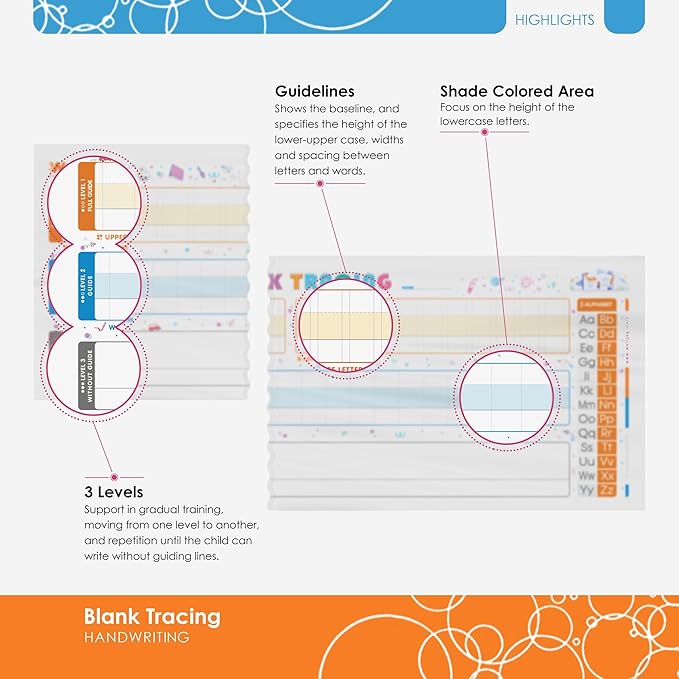 Large Handwriting Practice Dry Erase Board – 42x16” Blank Tracing, Reusable Lined Whiteboard for Kids, Adhesive-Free Clear Writing Board for KG-2nd Grade, Home & Classroom, with Marker