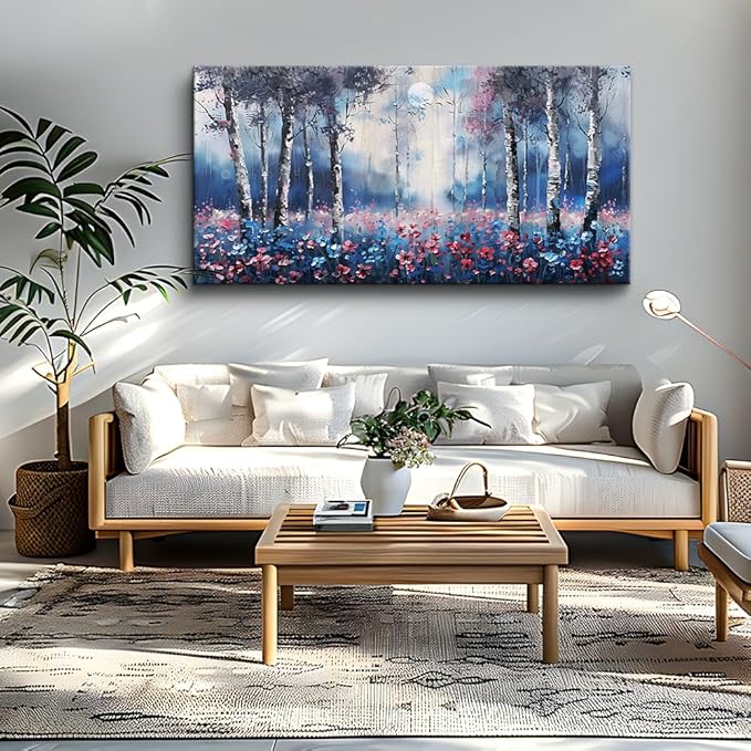 MHARTK66 Large Boho Canvas Wall Art For Living Room Wall Decor For Bedroom Trees Forest Scenery Paintings Office Decorations Stretched And Framed Pictures Modern Aesthetic Home Decor Mural Artwork