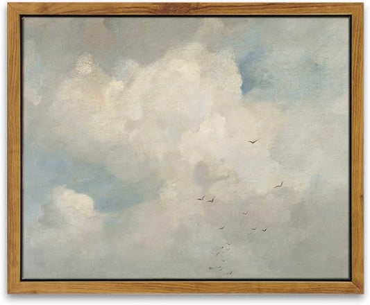 InSimSea Framed Canvas Wall Art Vintage Decor, Home Decor Classical Oil Painting Shells Fish Canvas Prints Vintage Landscape Wall Art Home Office Decor, 8"x10"