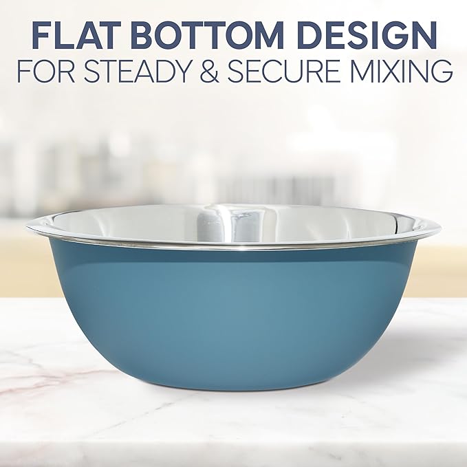 COOK WITH COLOR Stainless Steel Mixing Bowls Set - Nesting Bowls, 6 Pieces, Blue