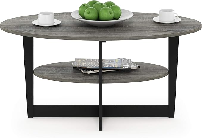 Furinno Coffee Table, 1-Pack, French Oak Grey/Black