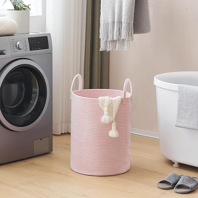 Laundry Hamper Basket, Woven 58L Tall Laundry Basket for Blanket Organizer- Nursery Hamper for Bedroom And Bathroom Storage