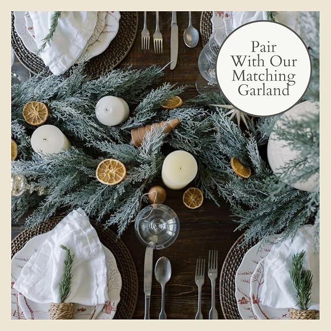 CG Hunter Holiday Collection Flocked Cedar Wreath, Premium Artificial Indoor and Outdoor Large 30" Flocked Cedar Christmas Wreath, Christmas Decorations and Holiday Greenery